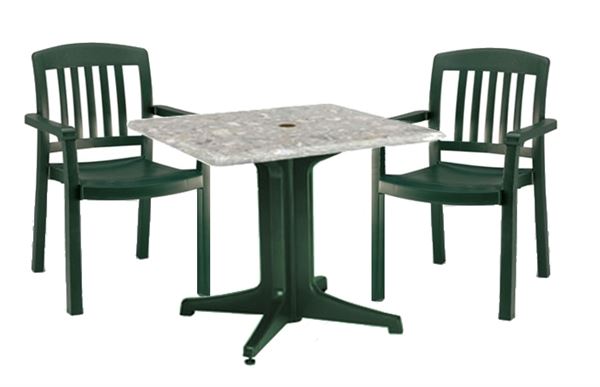 Picture of Atlantic Dining Sets, Includes 2 Plastic Resin Atlantic Armchairs with a Square 36 Inch Melamine Table, Minimum Order Required