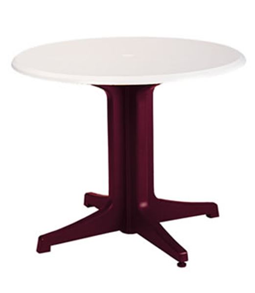 Picture of 36' Round Melamine Table Top with Resin or Aluminum Base.