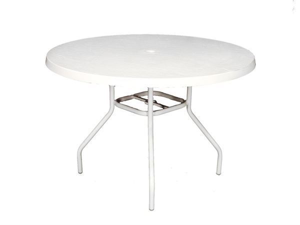 Round 48" Fiberglass Dining Table with 1" Aluminum Frame