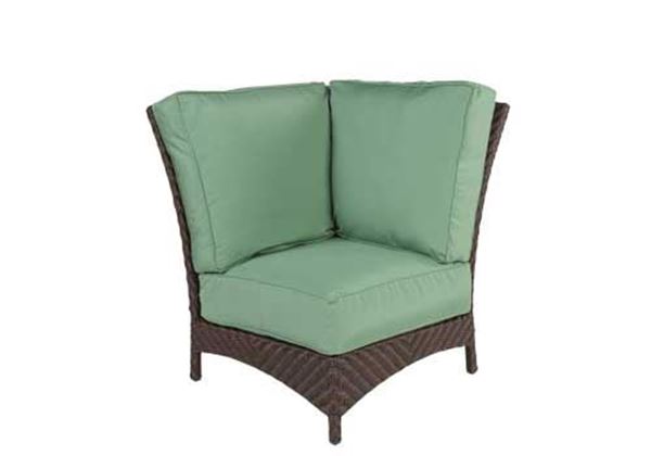 Sectional Wicker Box & Welt Deep Seat Cushion Corner Lounge Chair