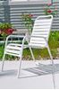St. Maarten Dining Chair Vinyl Straps with White Stackable Aluminum Frame