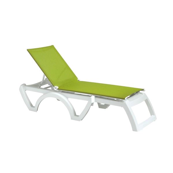 Calypso Plastic Resin Sling Stackable Chaise Lounge - Fern Green / White
