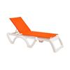 Calypso Plastic Resin Sling Stackable Chaise Lounge - Orange / White