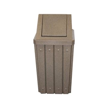 32 Gallon Pool Deck Trash Can with Liner and Swing Lid