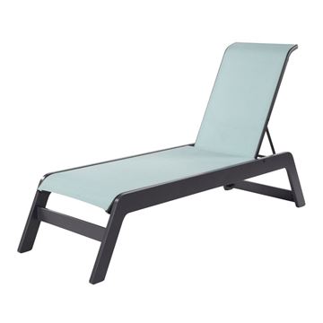 Malibu Armless Chaise Lounge Fabric Sling with Marine Grade Polymer Stackable Frame