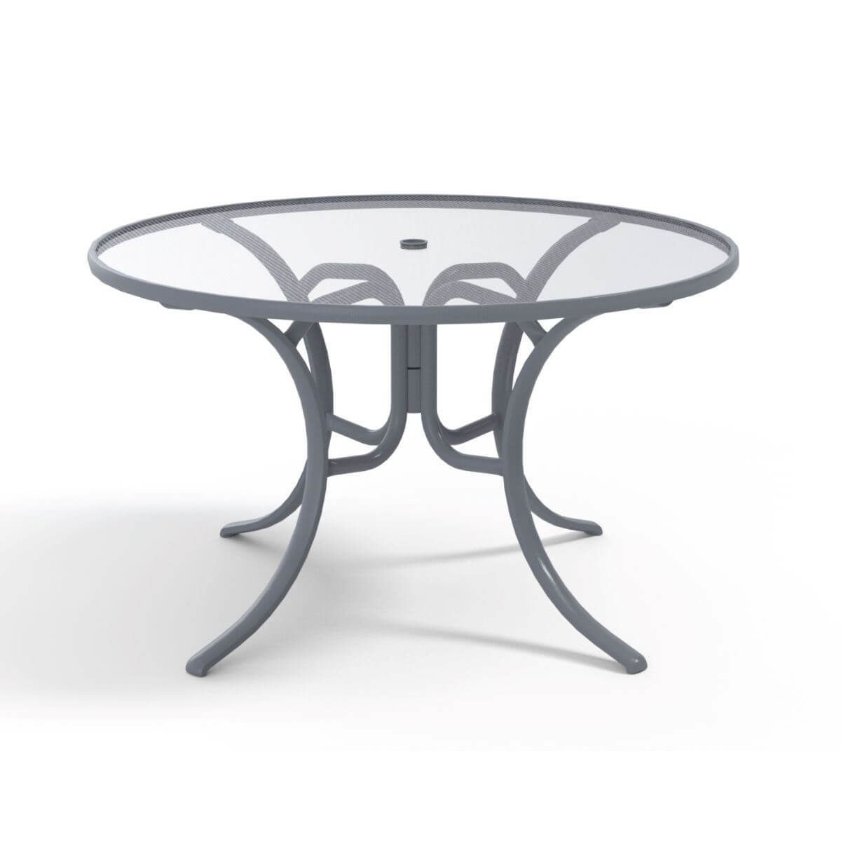 Dining Table 48 Inch Round Glass Aluminum Frame Pool Furniture Supply