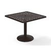 Square Dining Table 36 Inch Cast Aluminum with Pedestal Base