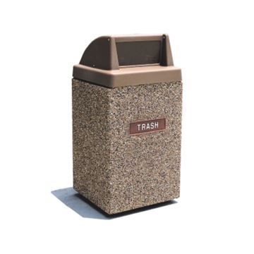 45 Gallon Concrete Pool Deck Trash Can with Push Door Top