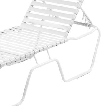 Quick Ship Pool Furniture, St. Maarten Chaise Lounge Vinyl Straps With White Stackable Aluminum Frame, White Straps