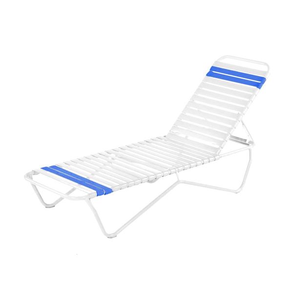 Quick Ship Pool Furniture, St. Lucia Chaise Lounge Vinyl Strap With Aluminum Frame, All White