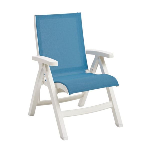 Belize Plastic Resin Folding Sling Arm Chair - Sky Blue / White