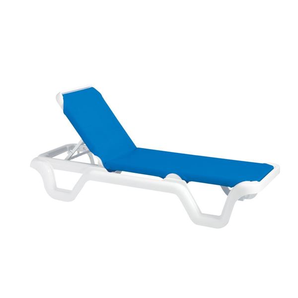 Marina Plastic Resin Sling Stackable Chaise Lounge - Blue