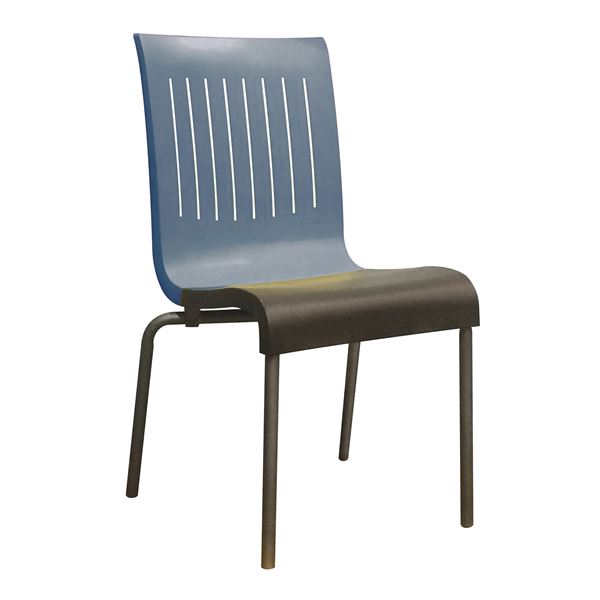 Viva Stacking Chair With Two Toned Plastic Resin Seat And Aluminum Legs