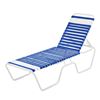 Promo Pool Furniture, St. Maarten Chaise Lounge Vinyl Straps With White Aluminum Frame, White Or Royal Blue Straps