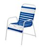  Promo Pool Furniture, St. Maarten Dining Chair Vinyl Straps With White Aluminum Frame, Blue Or White Straps