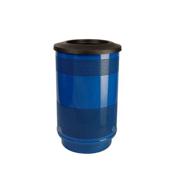 Round 55 Gallon Stadium Series Steel Trash Can with Liner, 86 lbs.