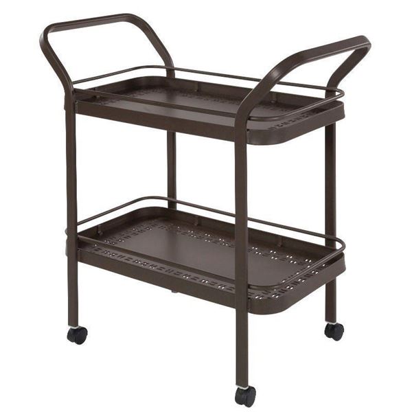 Punched Aluminum Serving Cart with Shelves