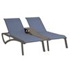 Sunset Duo Plastic Resin Sling Chaise Lounge with Console