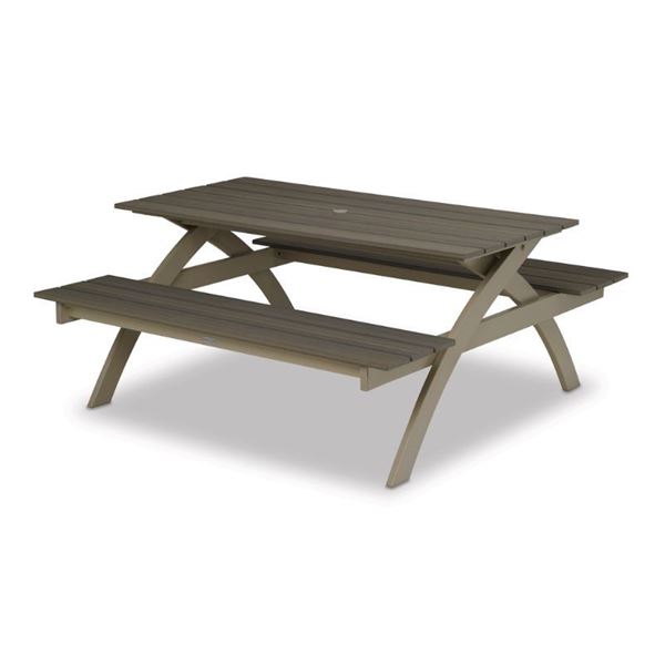 Plymouth Bay Picnic Table with Powder-Coated Aluminum Frame - 120 lbs.