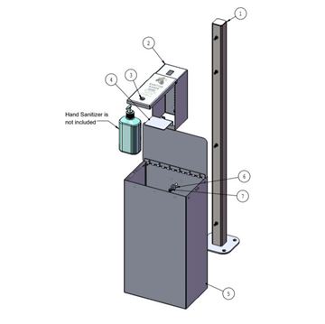 Manual Dispenser Post Mounted Sanitation Station with 10-Gallon Trash Receptacle