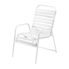 St. Maarten Dining Chair Vinyl Straps with White Stackable Aluminum Frame - White
