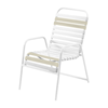 St. Maarten Dining Chair Vinyl Straps with White Stackable Aluminum Frame - Putty