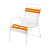 St. Maarten Dining Chair Vinyl Straps with White Stackable Aluminum Frame - Orange