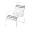 St. Maarten Dining Chair Vinyl Straps with White Stackable Aluminum Frame - Gray