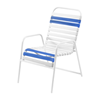 Quick Ship Pool Furniture, St. Maarten Dining Chair Vinyl Straps With White Aluminum Frame White Straps