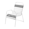 St. Maarten Dining Chair Vinyl Straps with White Stackable Aluminum Frame - Flagstone Gray