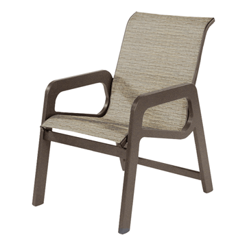Malibu Dining Arm Chair Fabric Sling with Marine Grade Polymer Stackable Frame