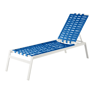 Waterside Vinyl Strap Cross Weave Chaise Lounge with Commercial-Grade Frame
