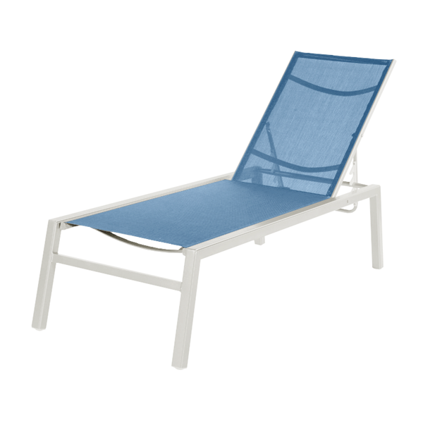 Madrid Armless Chaise Lounge Fabric Sling with Stackable Aluminum Frame