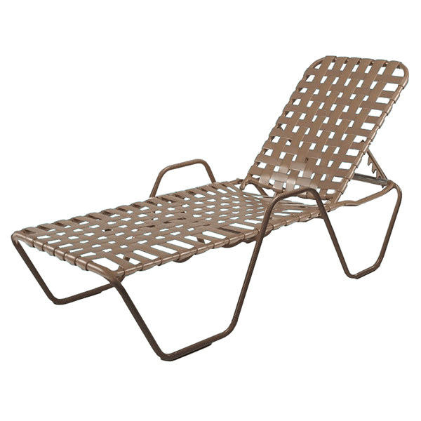 St. Maarten Chaise Lounge With Arms, Crossweave Vinyl Straps And Aluminum Frames