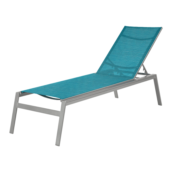 Skyway Armless Chaise Lounge Fabric Sling with Stackable Aluminum Frame