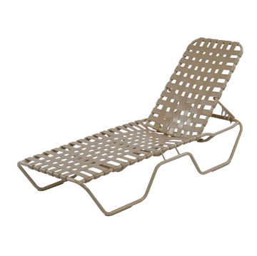 St. Maarten Extended Bed Chaise Lounge Vinyl Crossweave Straps with Aluminum Frame