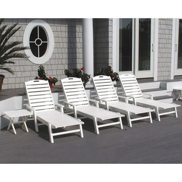 Polywood Nautical Recycled Plastic Chaise Lounge With Arms