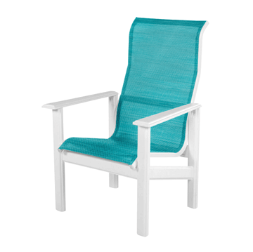 Hampton High Back Dining Arm Chair Fabric Sling with Marine Grade Polymer Frame
