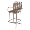 St. Maarten Poolside Bar Stool with Arms, Crossweave Vinyl Straps with Aluminum Frame