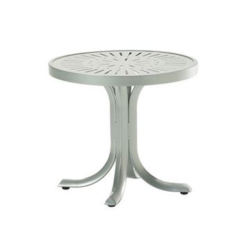20" Round La'Stratta Pedestal Side Table With Punched Aluminum Frame