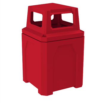 52 Gallon Square Pool Deck Trash Can with 4-way Top