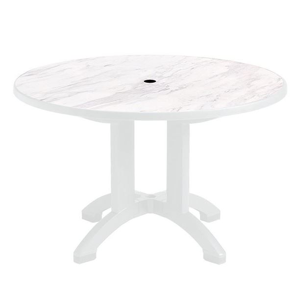 Aquaba 48" Round Table Plastic Resin - Marble	