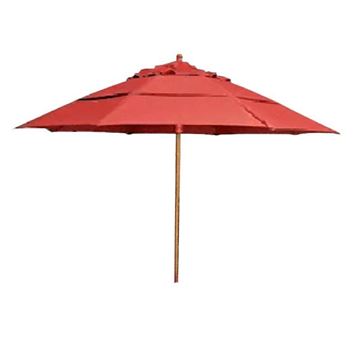 Fiberbuilt Augusta Style Market Umbrella 9 Foot Octagon One Piece Simulated Wood Pole Marine Grade Fabric Tops