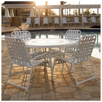 St. Maarten Cross Weave Dining Chair, Vinyl Strap With Aluminum Frame With Extra Brace