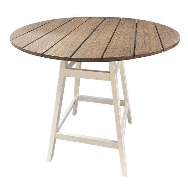 Tahoe Plank Marine Grade Polymer Round Balcony Height Table, 36" or 48"