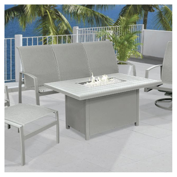 Picture of 30" x 50" Apollo Rectangular Aluminum Fire Pit Table with Waterfall Edge