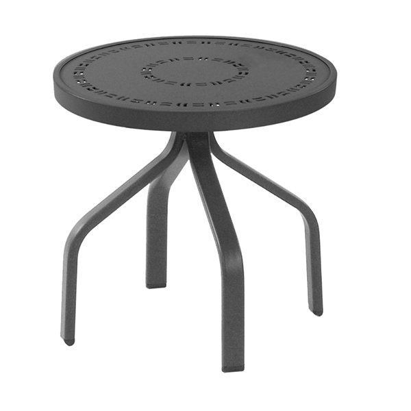 Round 18" Cocktail Table Mayan Style Punched Aluminum