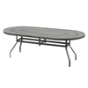 42” x 76” Oval Punched Aluminum Patio Dining Table in Mayan, Sunburst, and Napa Styles