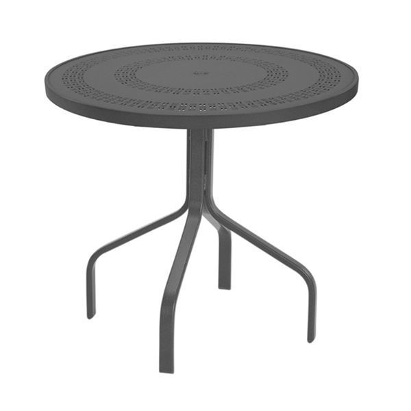 30” Round Punched Aluminum Patio Dining Table in Mayan, Sunburst, and Napa Styles - Without Umbrella Hole