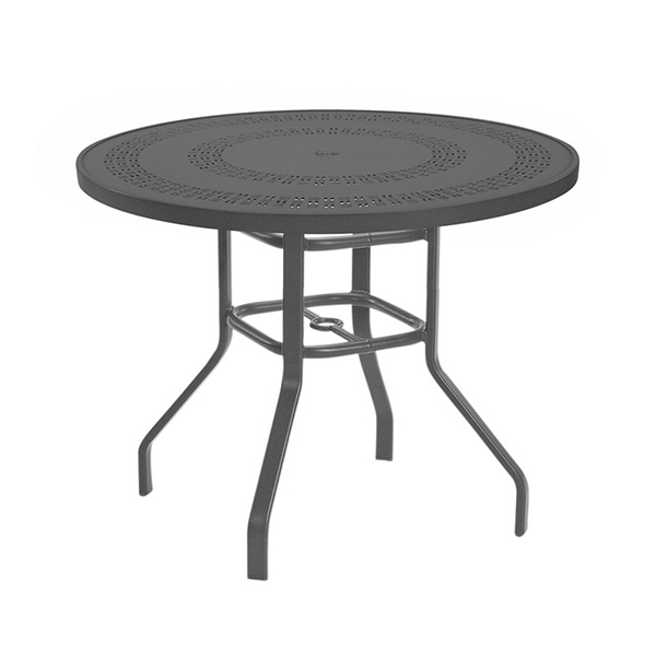 Round Punched Aluminum Poolside Balcony Table With Aluminum Frame - 36", 42", Or 47" Diamete
